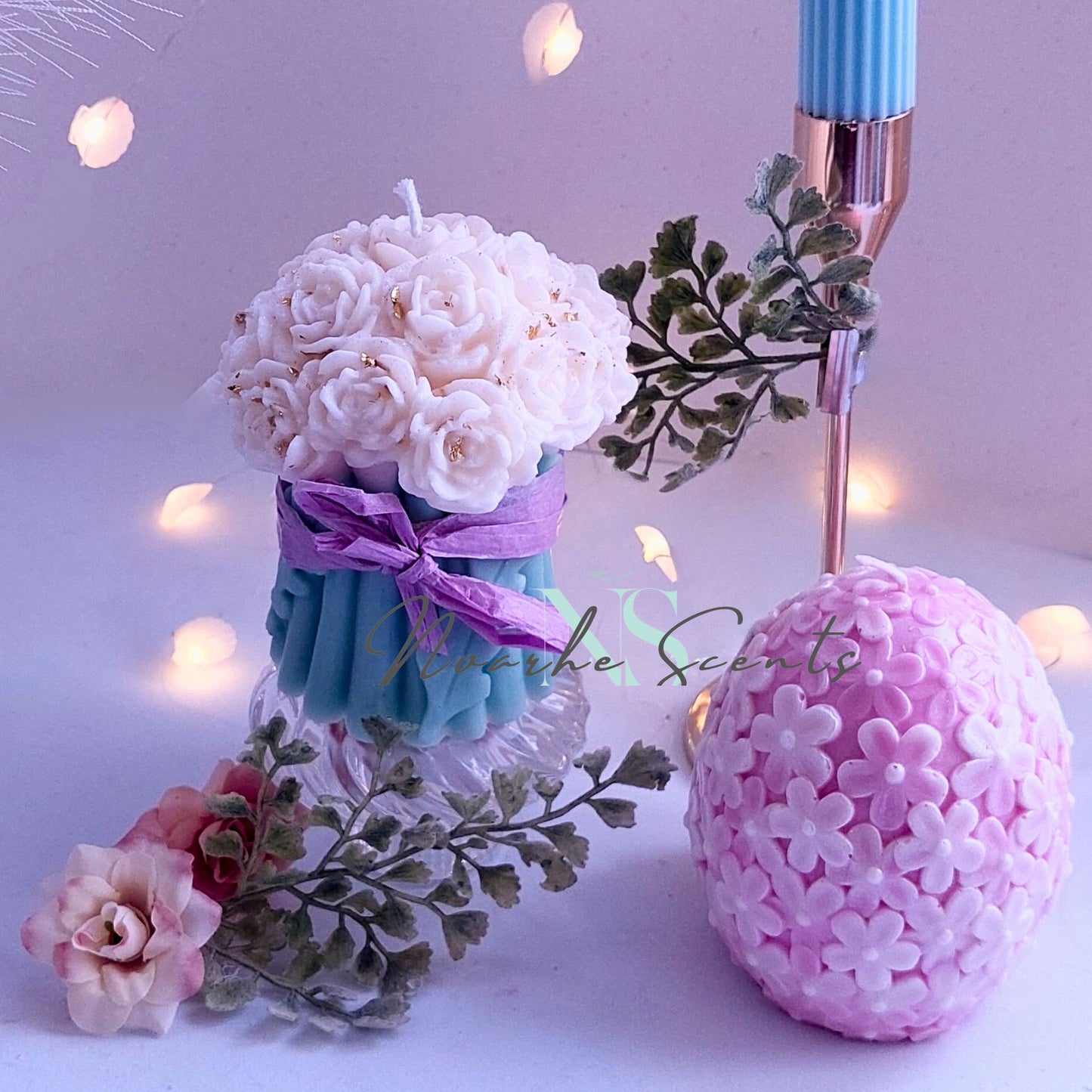 Vela Decorativa Bouquet de Fleurs | Cera de Soja Artesanal Diseño Floral Romántico
