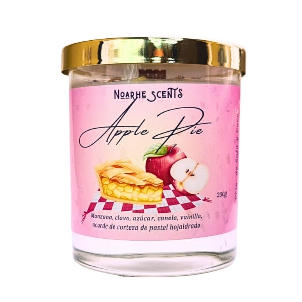 Vela Aromática Tarta de Manzana – Cera de soja y coco, Hecha a Mano