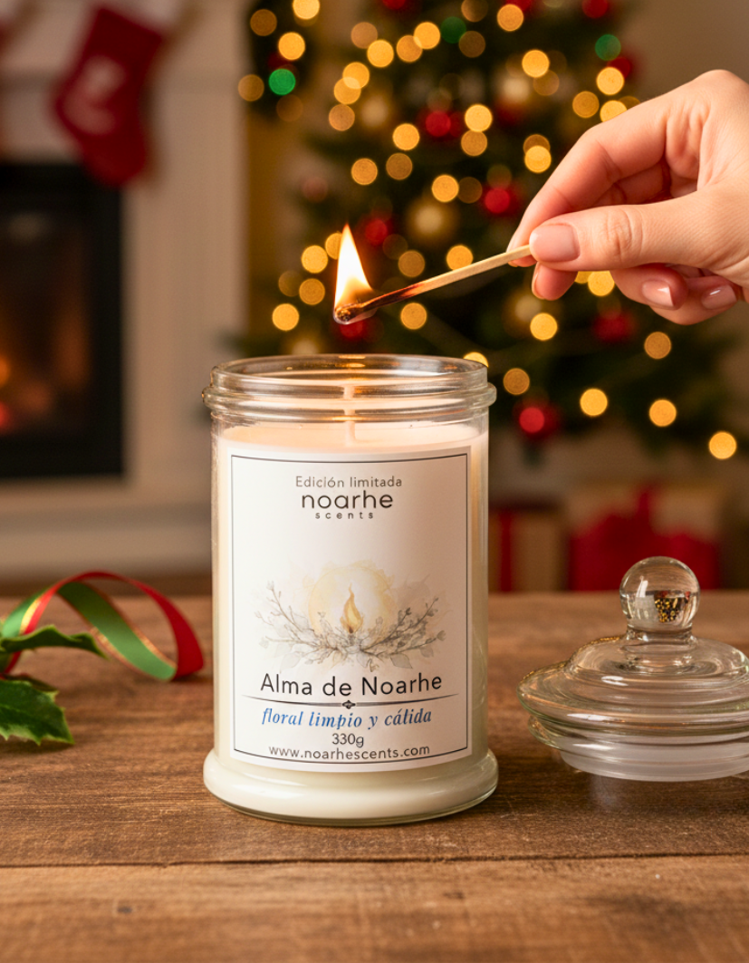 Vela Aromática Alma de Noarhe – Suave y Elegante | Colección Magia en Navidad