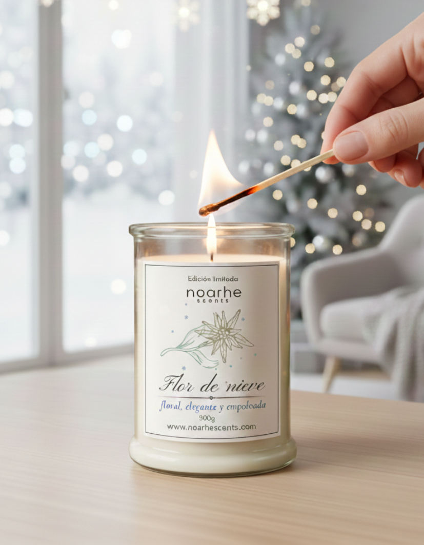 Flor de Nieve – Vela Aromática Fresca y Empolvada | Colección Magia en Navidad